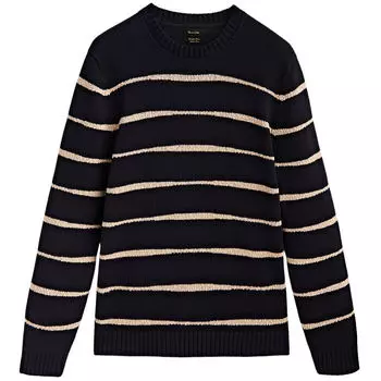 Джемпер Massimo Dutti Striped Knit Crew Neck, темно-синий