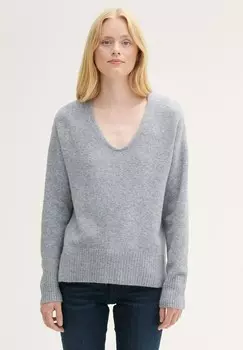 Джемпер MIT V-AUSSCHNITT TOM TAILOR DENIM, серый