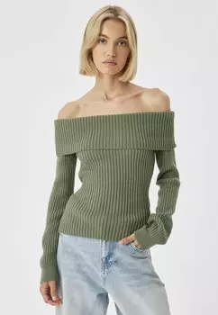 Джемпер OFF SHOULDER Koton, зеленый