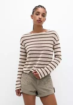 Джемпер OPEN STRIPED PULL&BEAR, охра