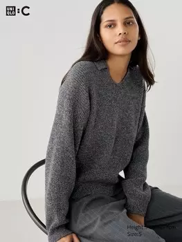 Джемпер поло Uniqlo, серый