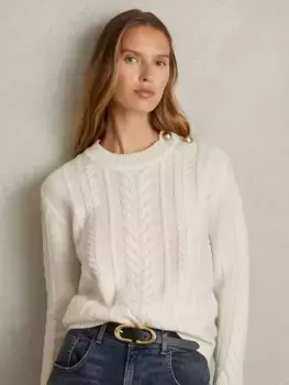 Джемпер Reiss Libby Wool Cashmere Blend Cable Knit, кремовый
