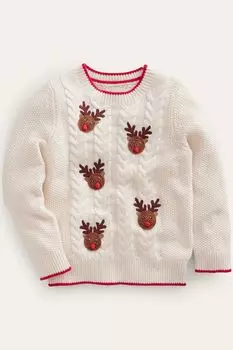 Джемпер Rudolph с помпонами Boden, бежевый