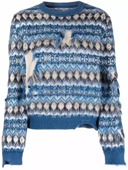 Джемпер с эффектом потертости Maison Margiela, синий
