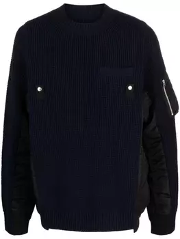 Джемпер с дутыми вставками sacai, синий