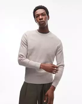Джемпер с круглым вырезом бежевого цвета Mango