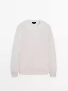 Джемпер с круглым вырезом из 100% кашемира Massimo Dutti, бежевый