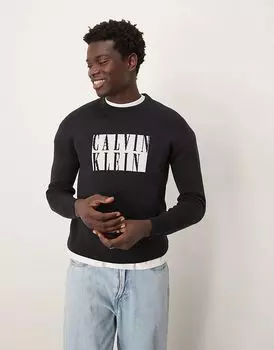 Джемпер с логотипом box в черном цвете Calvin Klein Jeans