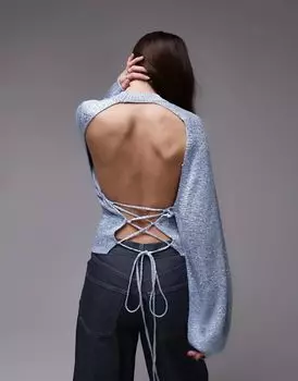 Джемпер с открытой спиной серого цвета Mango