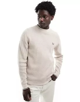 Джемпер с вафельной вязкой в цвете «кремовый» Fred Perry