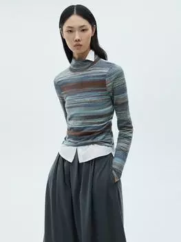 Джемпер с высоким воротом в полоску от ridye Mango, цвет Medium Blue