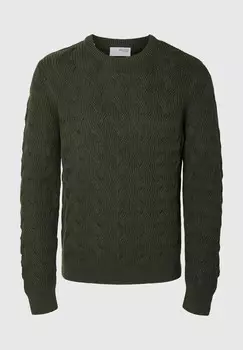 Джемпер SLHCALLIS CREW NECK NOOS Selected Homme, темно-зеленый