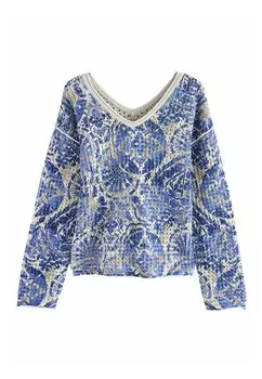 Джемпер STITCH V-NECK Next, синий