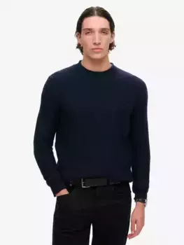 Джемпер Superdry Merchant Textured Wool Blend Crew, темно-синий