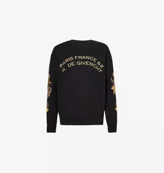 Джемпер свободного кроя из хлопка с вышитым логотипом Givenchy, черный