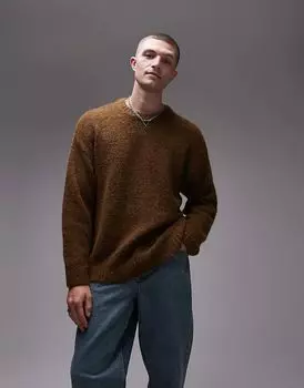 Джемпер свободного кроя коричневого цвета Topman