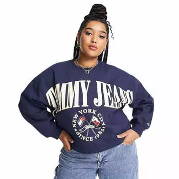 Джемпер Tommy Hilfiger Relaxed Crop Modern Crewneck, синий