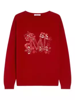 Джемпер, украшенный пайетками MAX MARA, красный