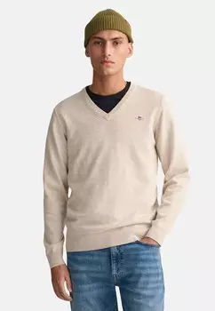 Джемпер V-NECK GANT, бежевый