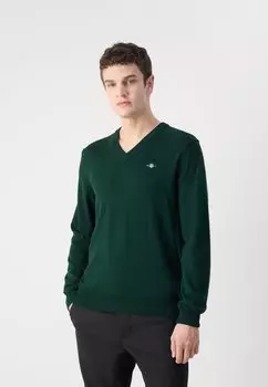 Джемпер V NECK GANT, темно-зеленый