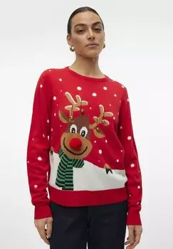 Джемпер VMSNOWY DEER O NECK XMAS Vero Moda, красный