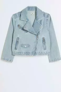 Джинсовая байкерская куртка для девочек River Island, синий
