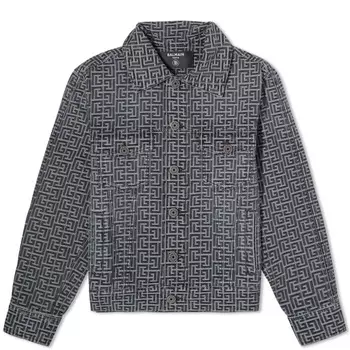 Джинсовая куртка Balmain с монограммой, индиго