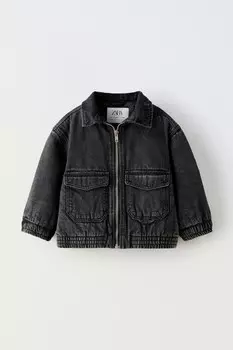 Джинсовая куртка-бомбер ZARA, черный