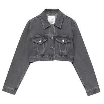 Джинсовая куртка Pull&Bear Cropped, серый