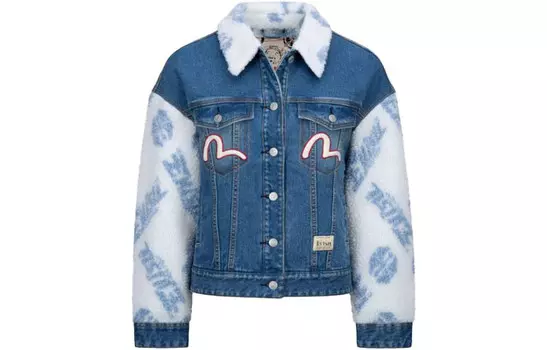 Джинсовая куртка женская джинсовая синяя Evisu