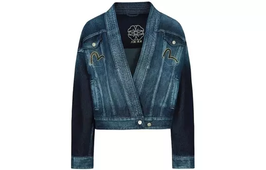 Джинсовая куртка женская джинсовая синяя Evisu