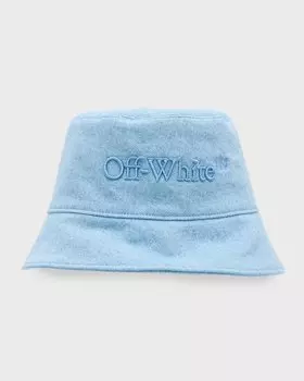 Джинсовая панама с логотипом Bookish Off-White, цвет Light Blue