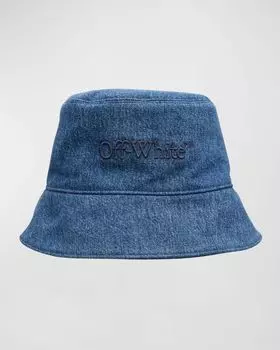 Джинсовая панама с логотипом Bookish Off-White, цвет Medium Blue Med