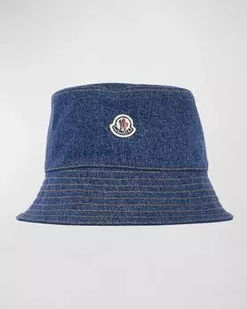 Джинсовая панама с нашивкой-логотипом Moncler, цвет Navy