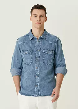 Джинсовая рубашка 7 For All Mankind, голубой