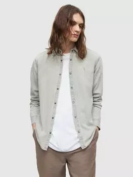 Джинсовая рубашка AllSaints Gleason, Серый, Серый