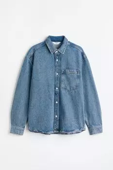 Джинсовая рубашка классического кроя H&M, синий деним