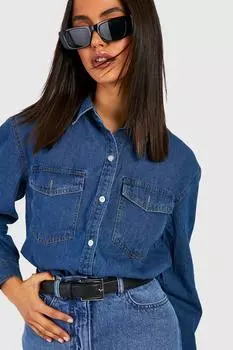 Джинсовая рубашка оверсайз Boohoo, синий