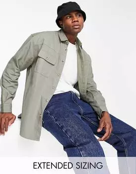 Джинсовая рубашка оверсайз цвета хаки ASOS DESIGN