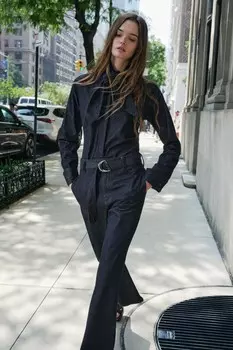 Джинсовая рубашка с бантом ZARA, синий
