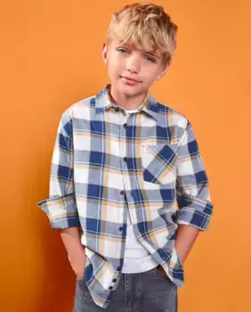 Джинсовая рубашка в клетку для мальчика Kids El Corte Ingls, желтый