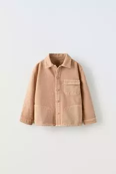 Джинсовая рубашка ZARA, персик