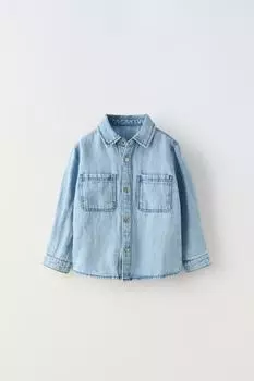 Джинсовая рубашка ZARA, синий