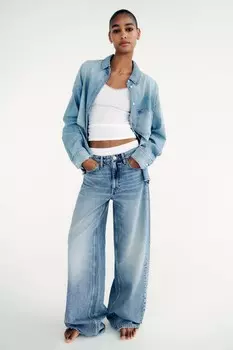 Джинсовая рубашка ZARA, синий