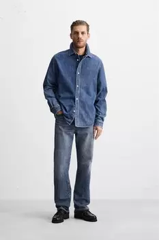 Джинсовая рубашка ZARA, синий