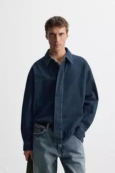 Джинсовая рубашка ZARA, синий
