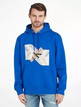 Джинсовая толстовка с рисунком небоскреба Calvin Klein, синий/мульти