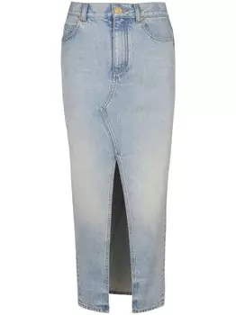Джинсовая юбка миди Balmain, синий