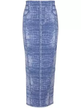 Джинсовая юбка миди Balmain, синий