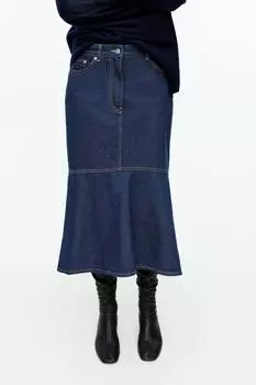Джинсовая юбка миди H&M, синий